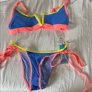 Blue and Pink Bikini Set